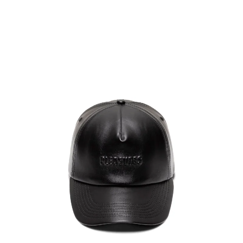 Vintage Style Hat-DEBOSSED VEGAN LEATHER 5 PANEL HAT