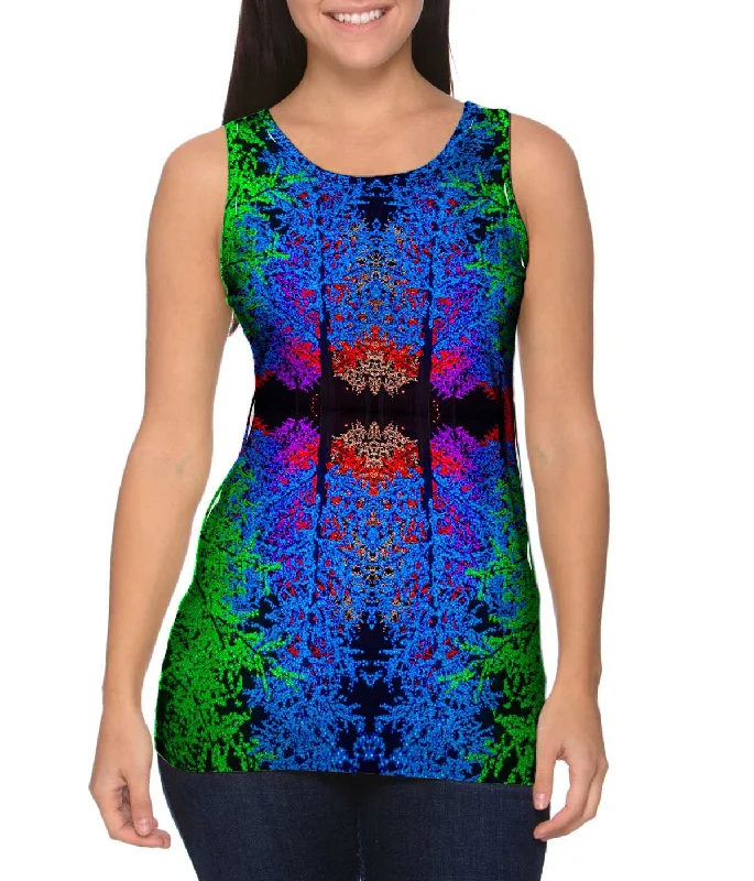 Trendy Solid Color Tank-Digital Pine Trees