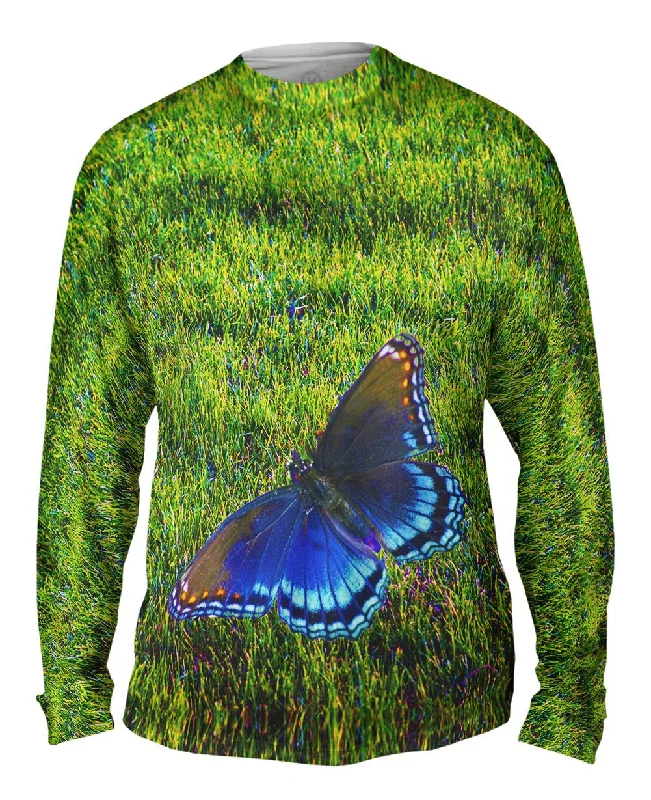 Personalized Long Sleeve Design-Flighted Dark Blue Butterfly