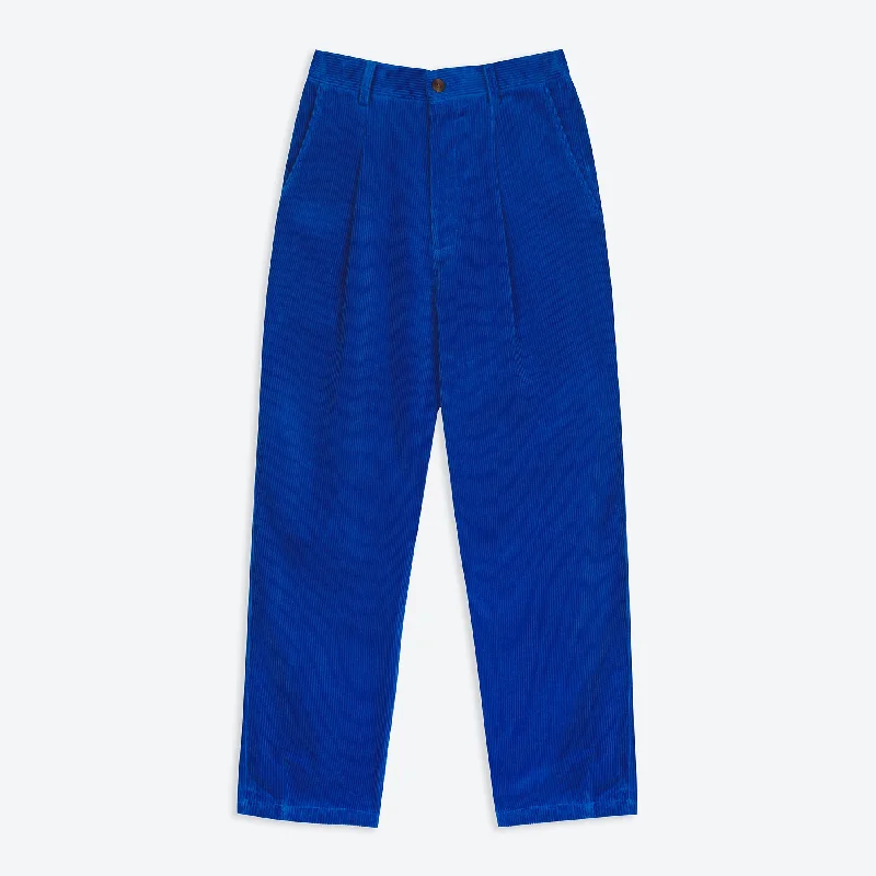 Stylish Tapered Pants-Lowie Cobalt Corduroy Easy Trouser