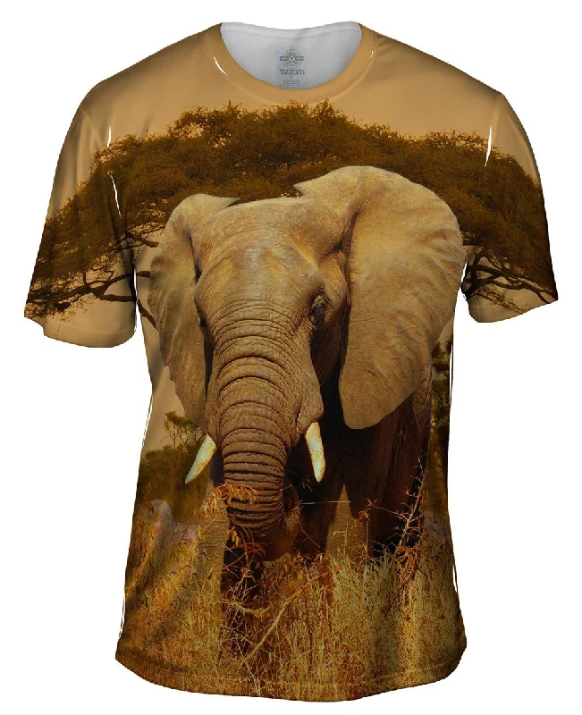 Minimal Print T-shirt-Elephant Savannah