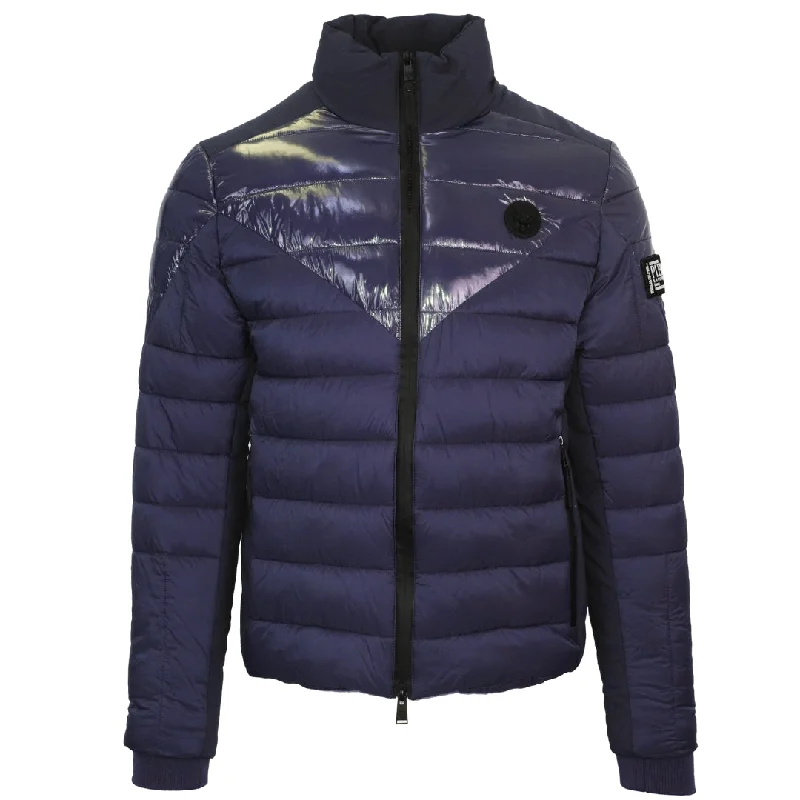 Waterproof Sport Jacket-Plein Sport Plain Quilted Navy Blue Jacket