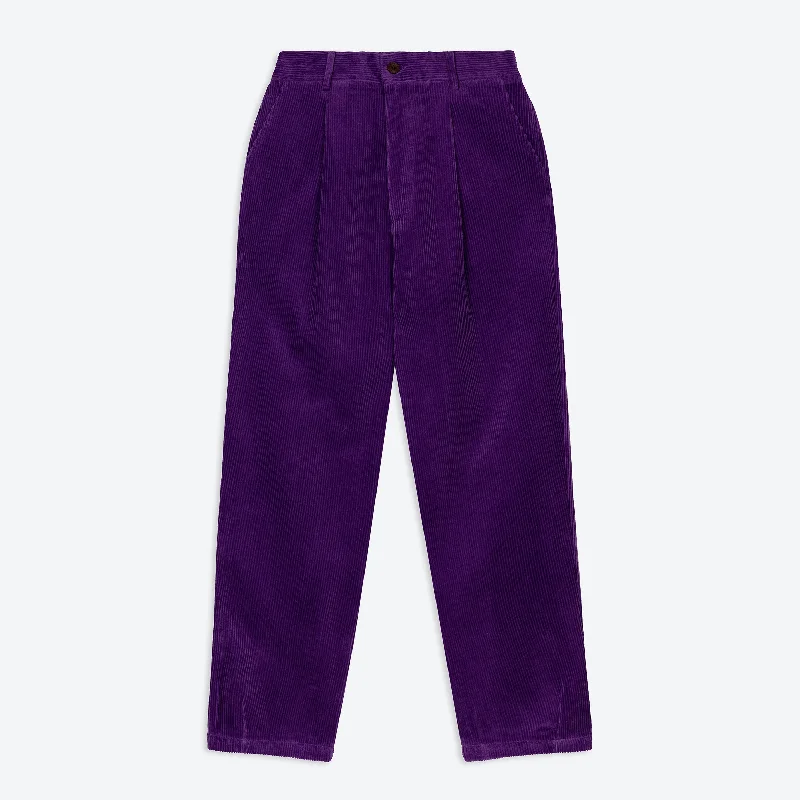 Stylish Dress Pants-Lowie Purple Corduroy Easy Trouser