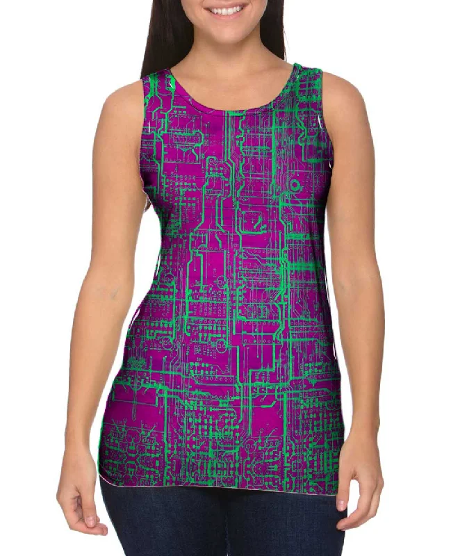 Custom Name Tank Top-Circuit Board Pink