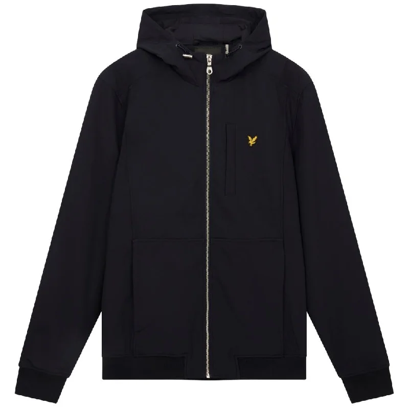 Winter Insulated Jacket-Lyle & Scott Branded Dark Navy Hooded Softshell Jacket