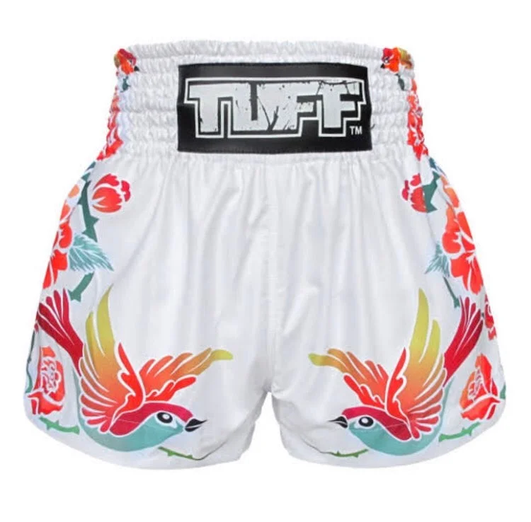 Sports Training Shorts-Tuff Muay Thai Shorts TUF-MS618 WHT