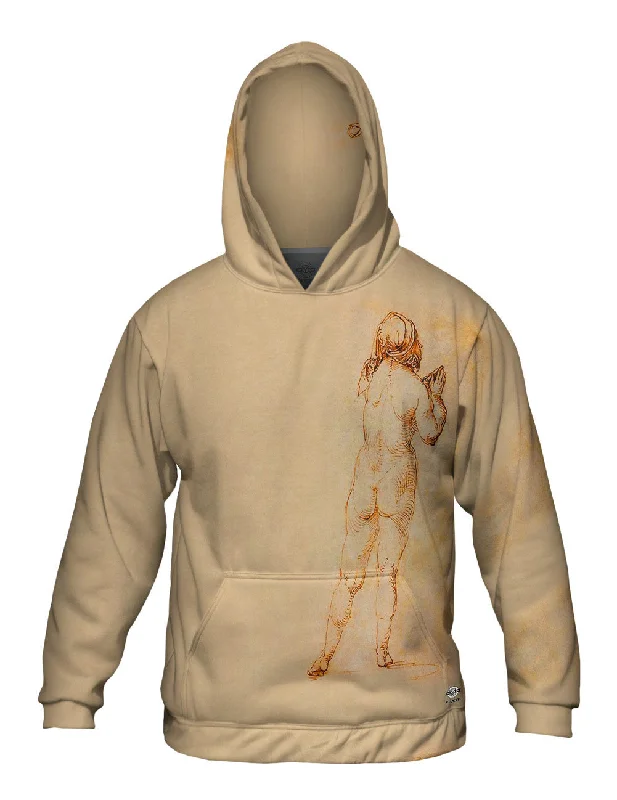 Casual Zip Hoodie-Albrech Durer - "Female Nude Praying" (1514)