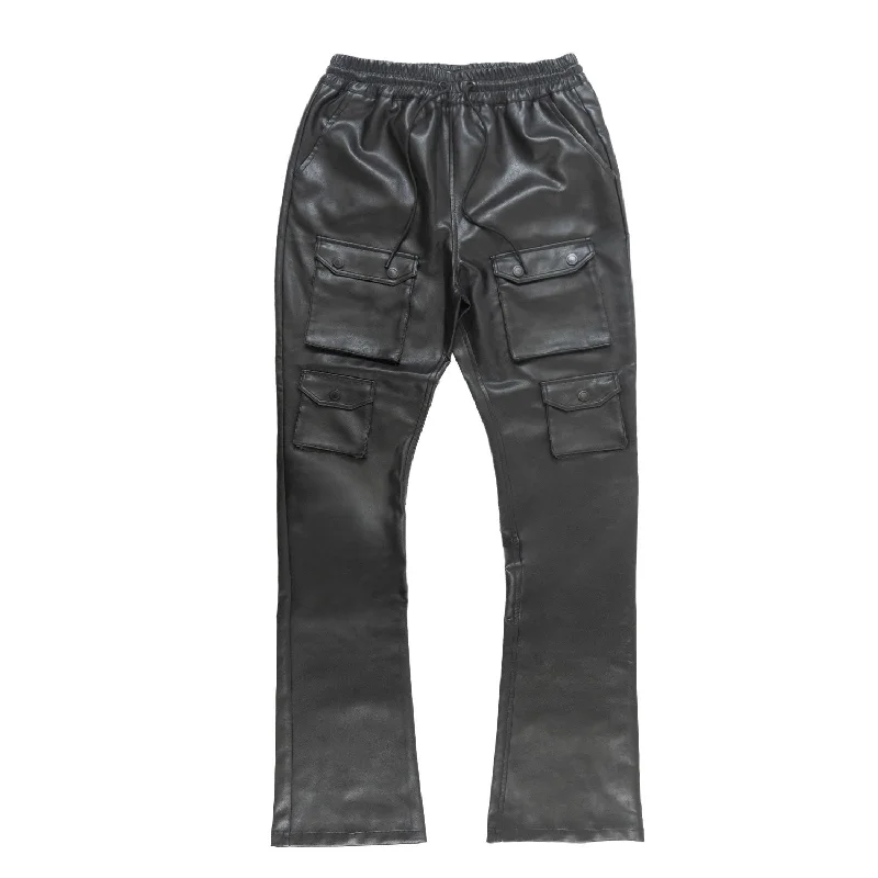 Comfortable Cotton Pants-M1927 Romano Vegan Leather Stacked Pants