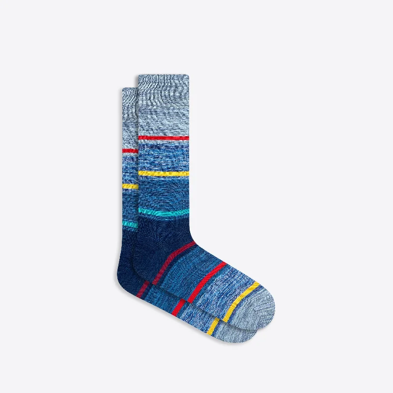 Relaxed Fit No-Show Socks-Striped Mid-Calf Socks