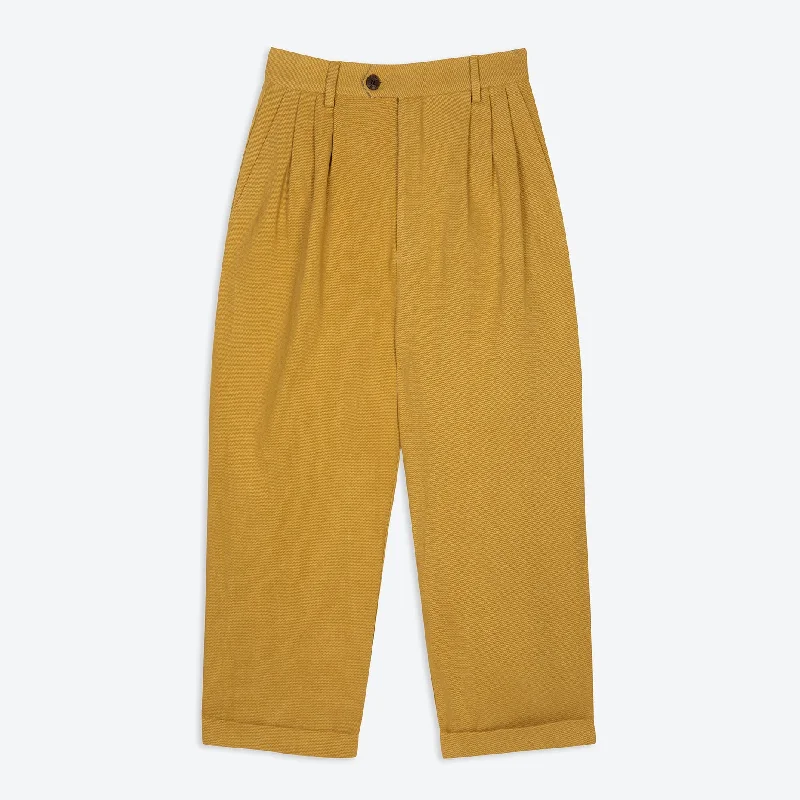 Bold Logo Jogger Pants-Lowie  Drill Ochre Pleat Front Trouser