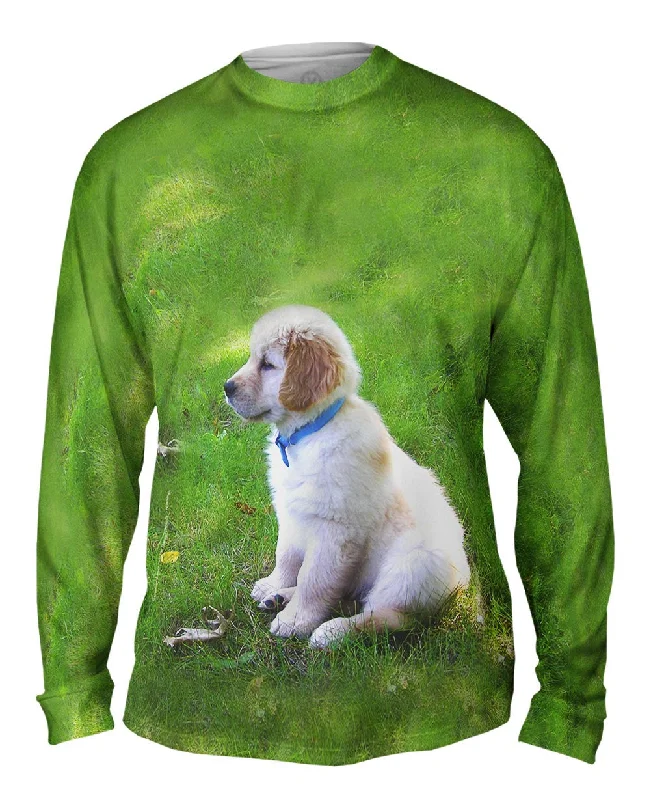 Warm Winter Long Sleeve Shirt-Golden Lab Puppy In Thought