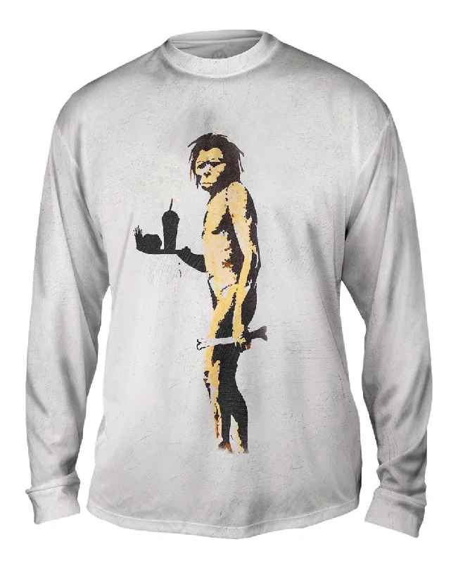 Stylish Long Sleeve Hoodie-Graffiti Banksy Apeman Fast Food Hunter