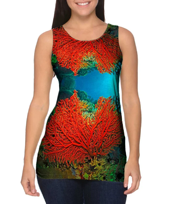 Custom Logo Tank Top-Cave Coral Party Underwater