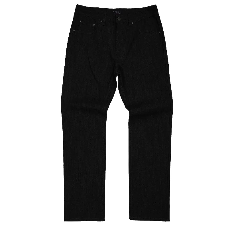 Stylish Tapered Pants-V1761 Veno Twill Denim Jeans - Black/Black