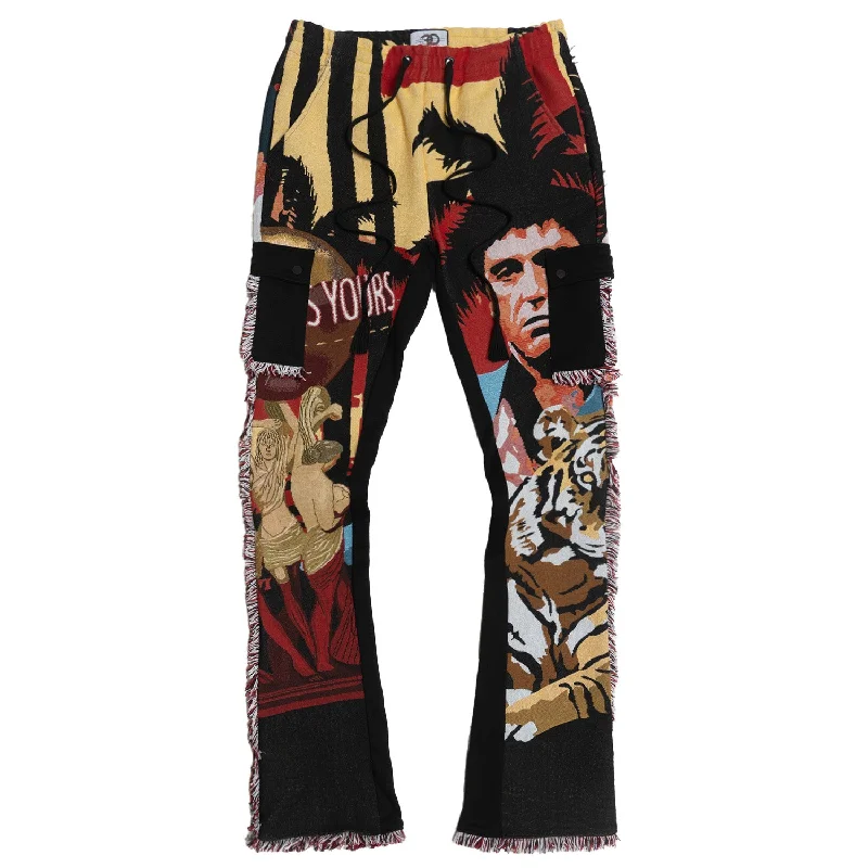 Custom Team Pants-F1628 World Is Yours Tapestry Pants - Black