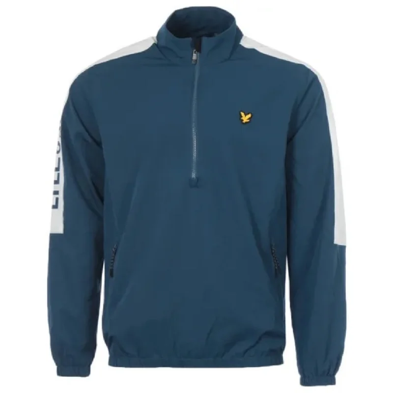 Relaxed Fit Jacket-Lyle & Scott Branded Half Zip Blue Jacket