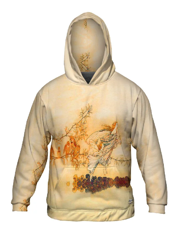 Premium Cotton Hoodie-Arthur Rackham - "Fairies In The Spring" (1906)