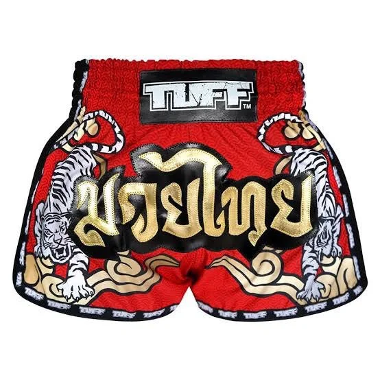 Comfortable Lounge Shorts-Tuff Muay Thai shorts Tuf-MRS301 Red