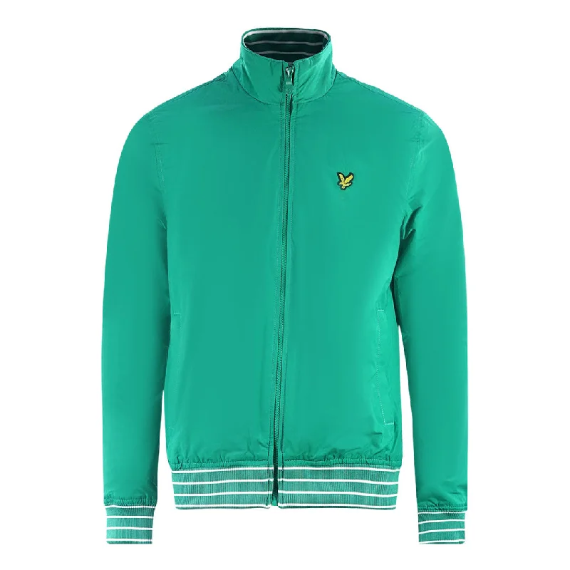 Custom Logo Bomber Jacket-Lyle & Scott Tipped Funnel Neck Aqua Salt Jacket