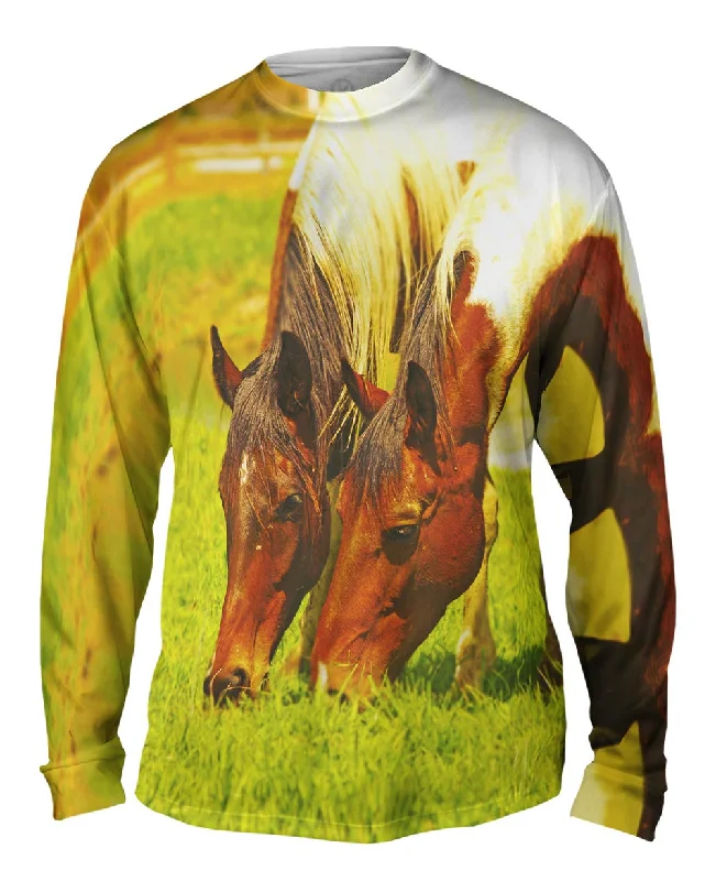 Stylish Zip Long Sleeve Top-Grass Loves Company Horse