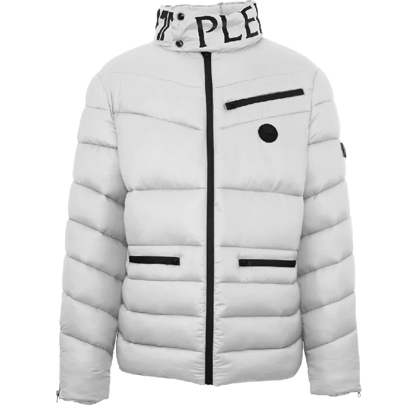 Cool Street Style Jacket-Plein Sport Padded Bold Logo White Jacket