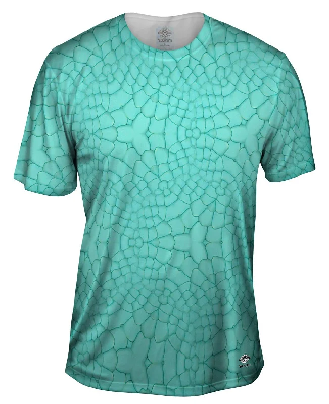 Bohemian Style T-shirt-Trippy Aqua Snake Skin