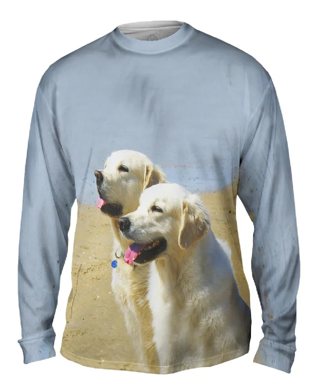 Breathable Running Long Sleeve-Golden Labs At Beach