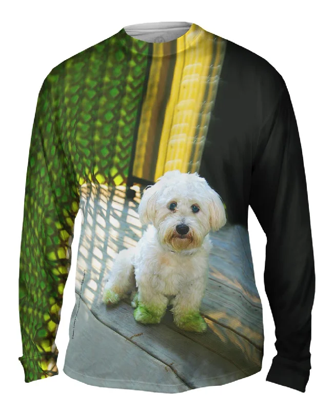 Cool Text Long Sleeve Shirt-Green Feet Poodle