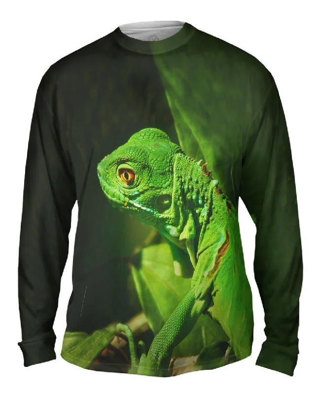 Comfortable Gym Long Sleeve-Green Iguana Jungle