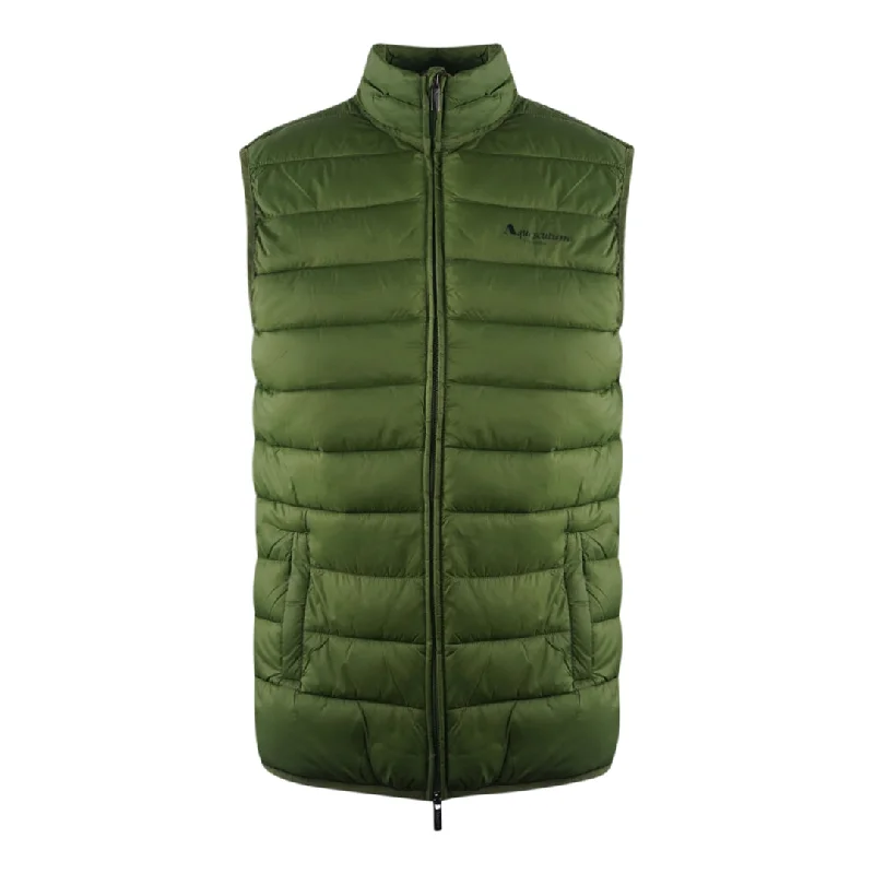 Casual Fleece Jacket-Aquascutum London Logo Army Green Lightweight Gilet Jacket