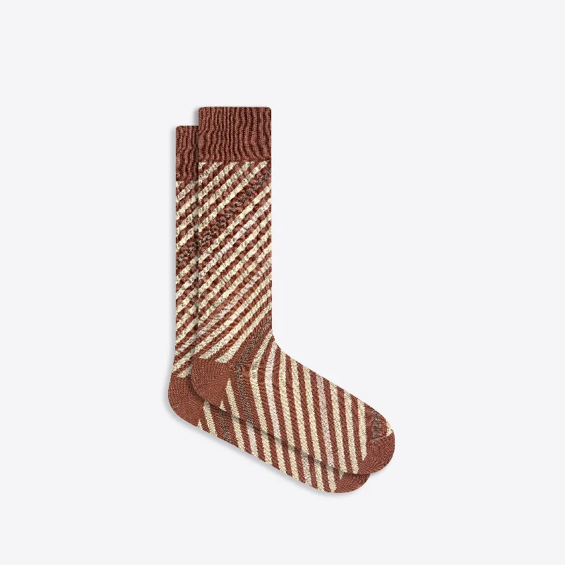 Athletic Performance Socks-Striped Mid-Calf Socks