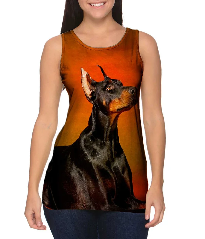 Soft Stretch Cotton Tank-Doberman Pinscher Rouge