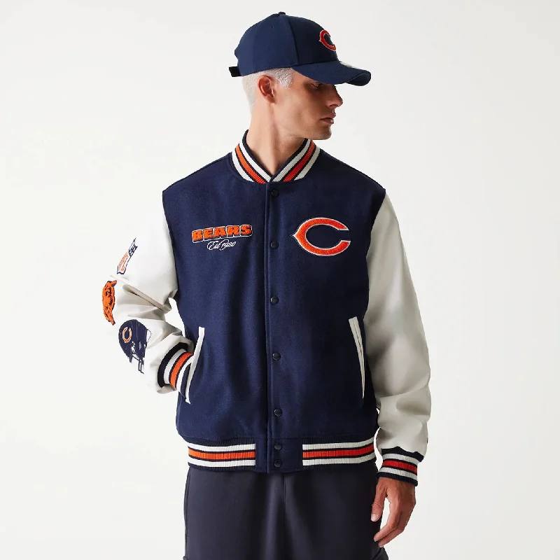 Heavy Duty Work Jacket-Chicago Bears NFL Navy Varsity Jacket