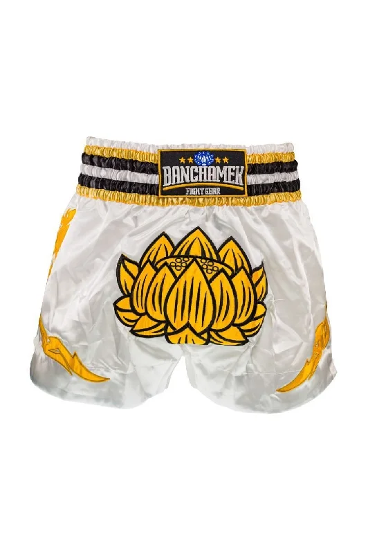 Sports Compression Shorts-Buakaw Shorts BFG2-2 WHITE GOLD