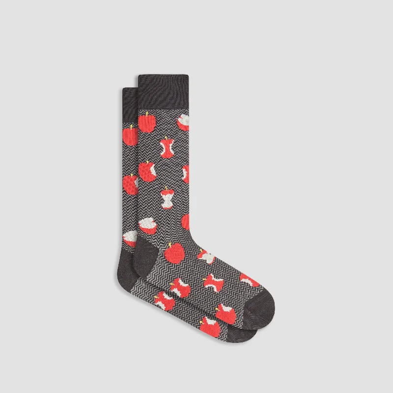 Relaxed Fit No-Show Socks-Red Apples Mid-Calf Socks