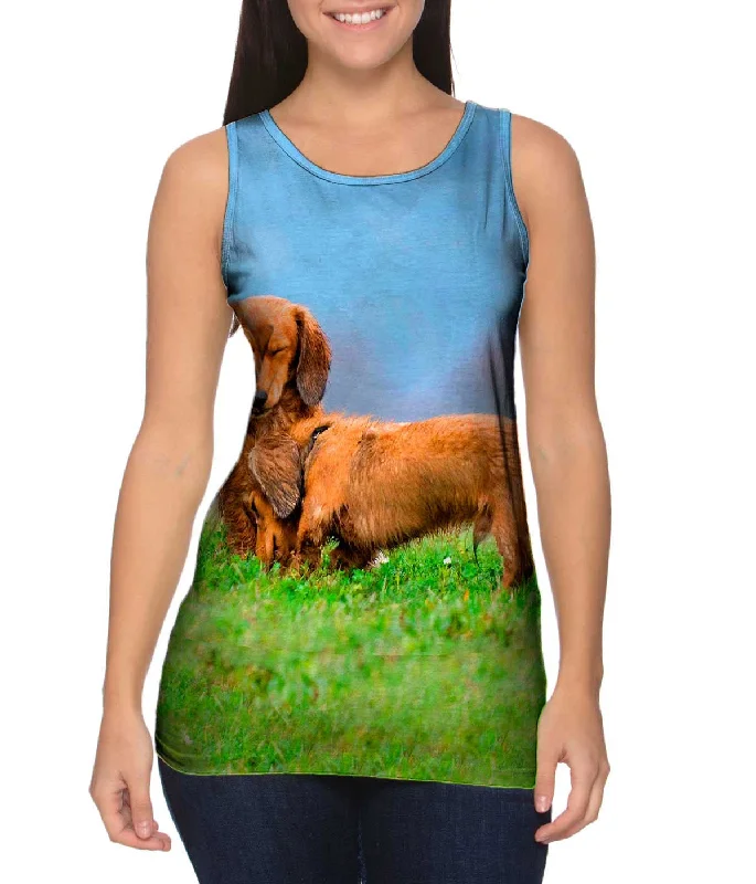 Soft Stretch Cotton Tank-Dachshunds Fuzzy Hug