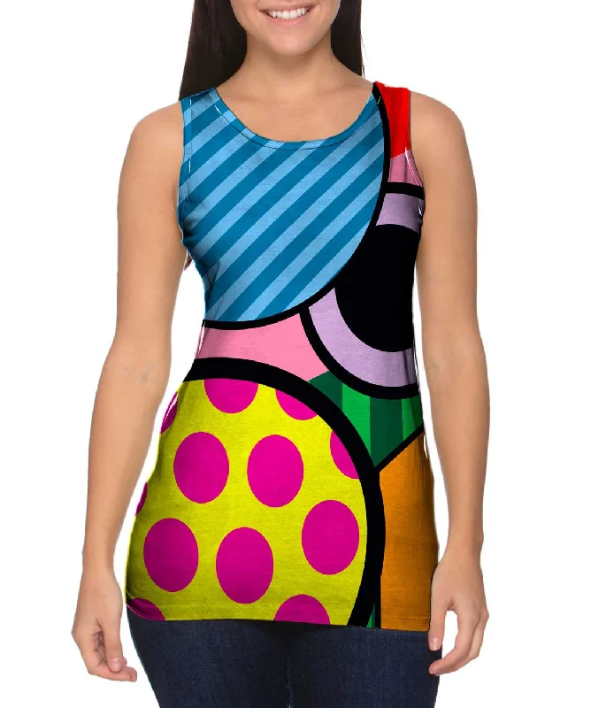 Sports Casual Tank Top-Circles on Pink and Blue