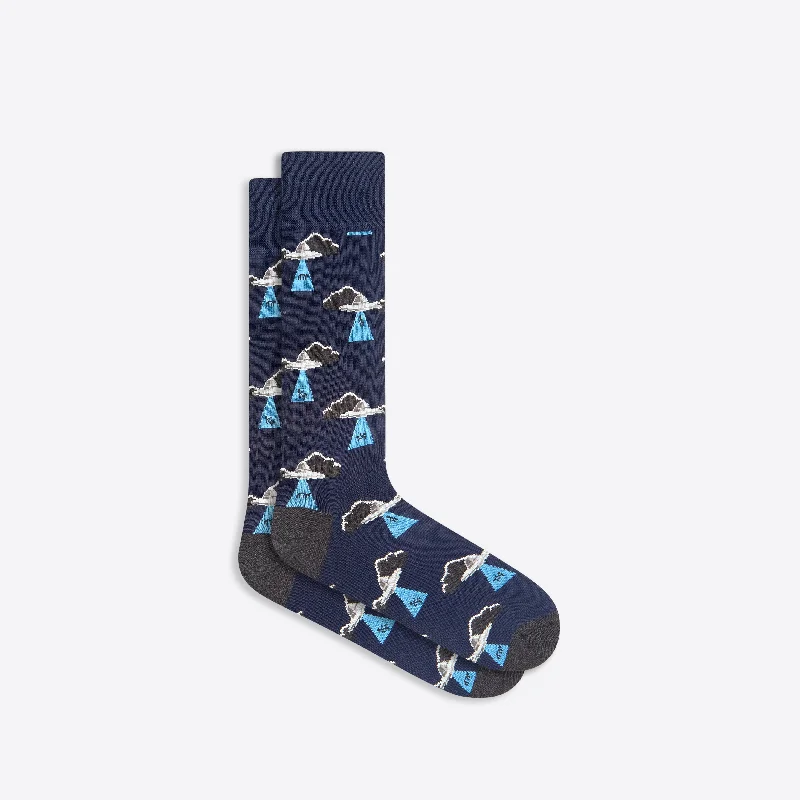 Breathable Sports Socks-Space Ship Mid-Calf Socks