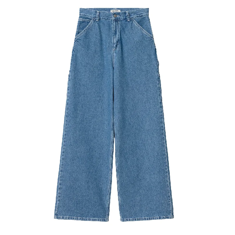 Casual Chinos Pants-Carhartt WIP Womens Jens Pant Blue Heavy Stone Wash