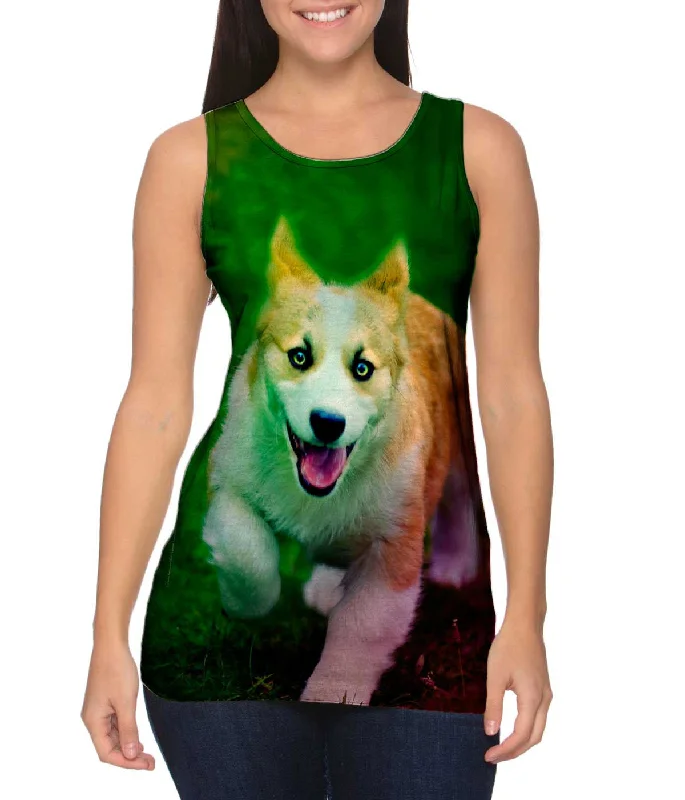 Bold Color Tank Top-Corgi Run Puppy