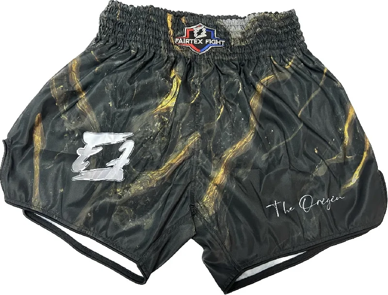 Printed Text Shorts-Fairtex Fight Shorts The Origin Black