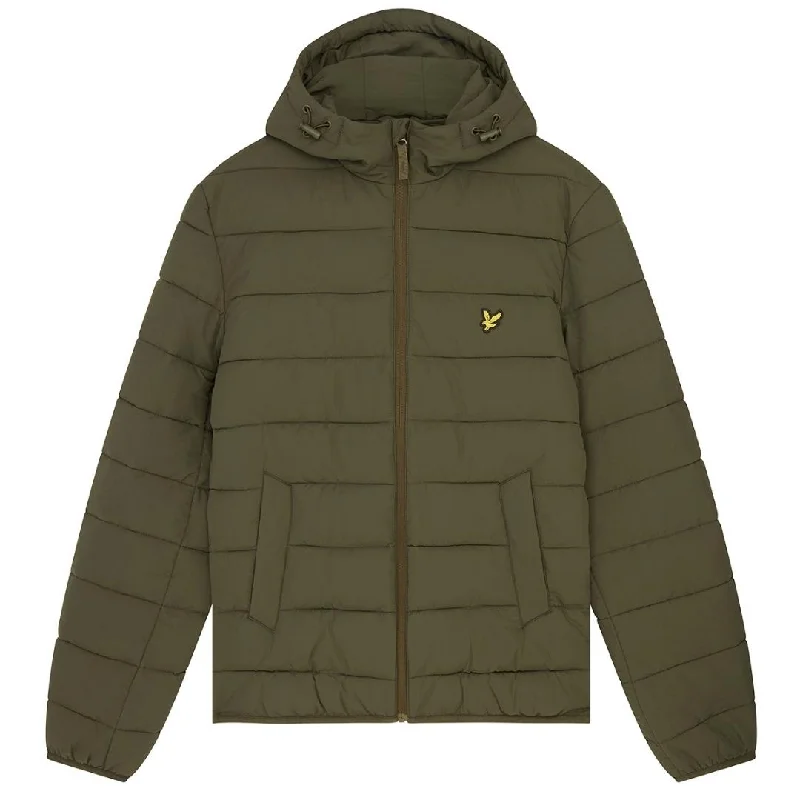 Soft Cashmere Jacket-Lyle & Scott Branded Olive Hooded Puffer Jacket