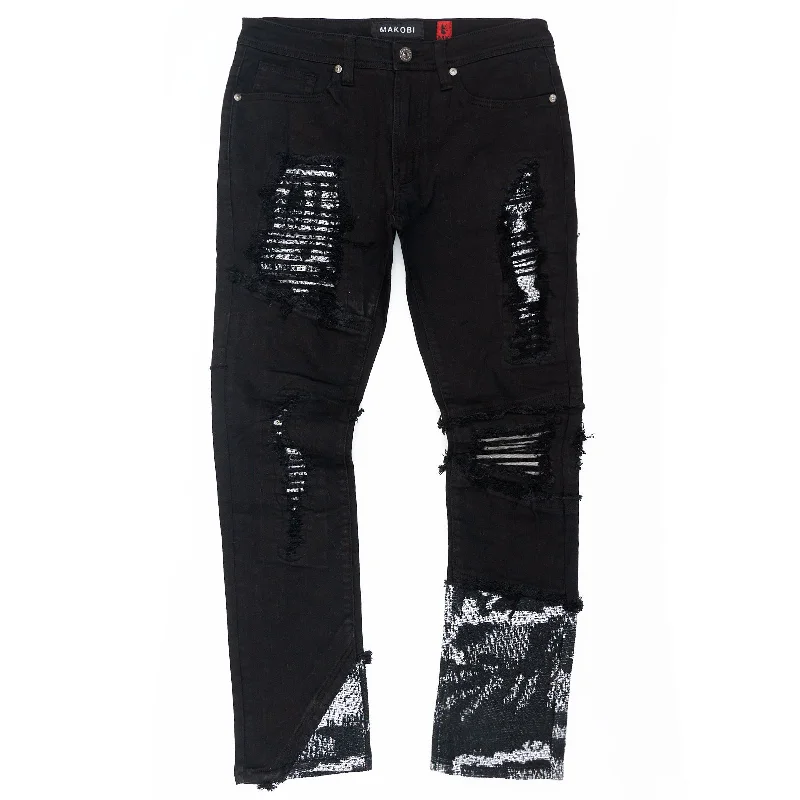 Relaxed Fit Joggers-M1994 Bagnoli Tapestry Jeans - Black