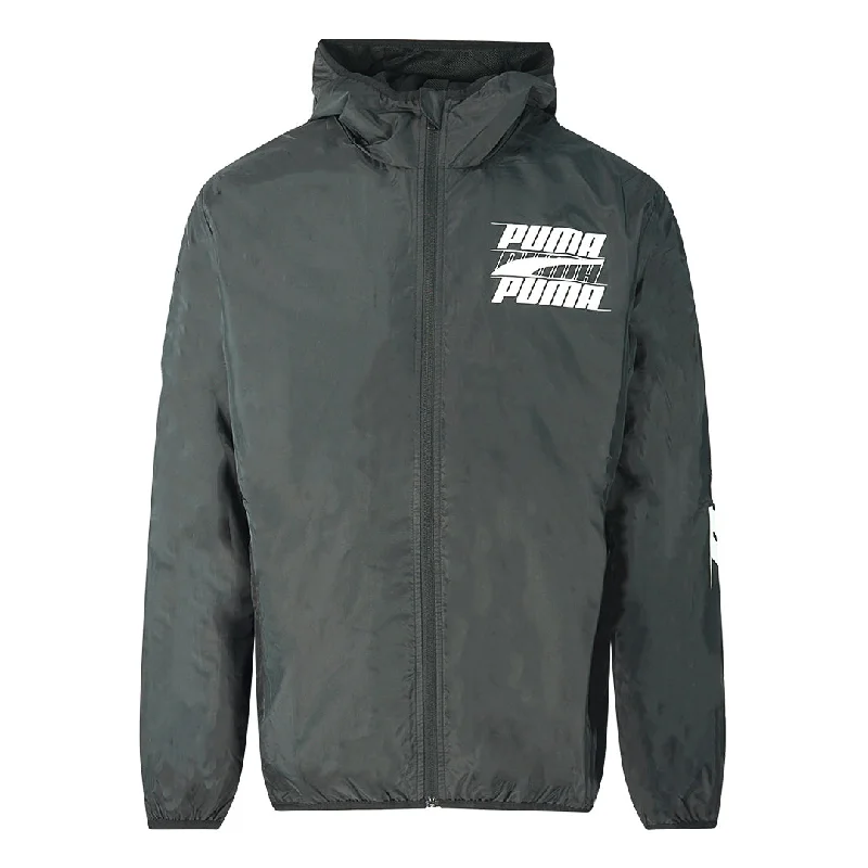 Stylish Zip-Up Jacket-Puma Rebel Windbreaker Black Jacket