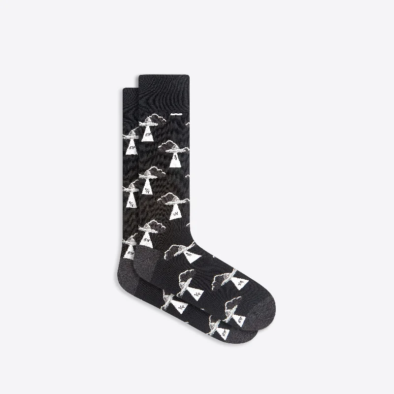 Lightweight No-Show Socks-Space Ship Mid-Calf Socks