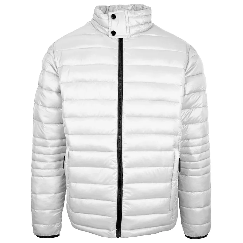 Graphic Art Jacket-Plein Sport Plain Padded White Jacket