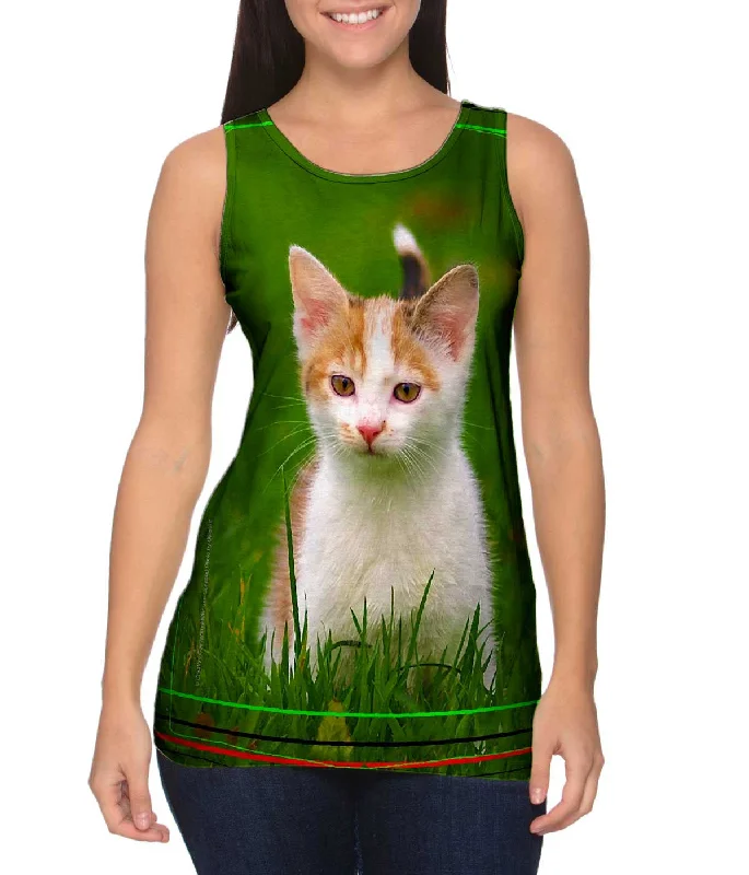 Comfortable Yoga Tank-Cute As A Button Kitty Cat