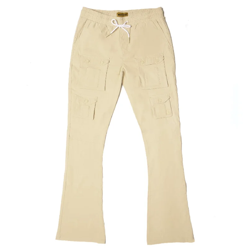 High-Waisted Jogger Pants-M1633 Colton 34” Stack Nylon/Spandex  Sweat Pants - Khaki