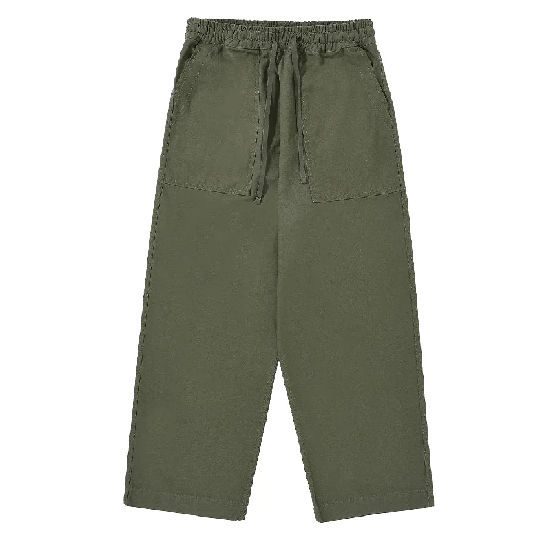 Casual Fit Running Pants-Kappy Heavy Cotton Fatigue Pants Khaki