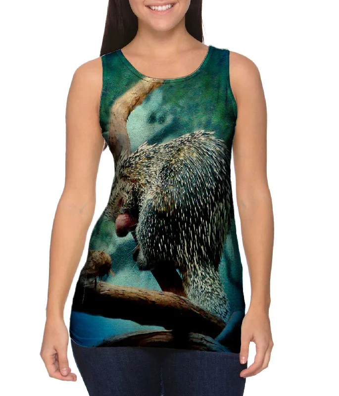 Relaxed Casual Tank Top-Cute Prehensile Porcupine